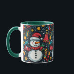 Snowman Christmas 2025 Combo-Tasse Tasse<br><div class="desc">Feiern Sie den Urlaubssinn mit dieser charmanten Keramik-Tasse, die mit einem zauberhaften Schneemann mit Weihnachtsmannmütze, rotem Schal und Karottennase geschmückt ist. Set vor schwarzem Hintergrund, dieses Design erfasst den Zauber von Weihnachten 2025 mit festlichen Details. Die lebendige, grüne Inneneinrichtung und der Griffe verleihen Ihrem Kaffee oder Tee einen Pop an...</div>