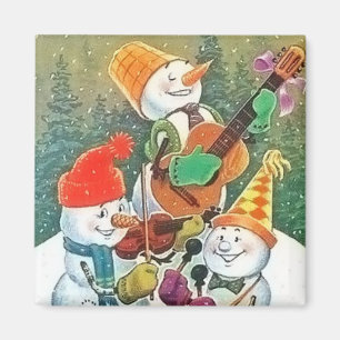 Snowman Christmas Band Vintag Magnet