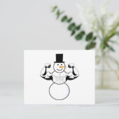 Snowman Christmas Card Bodybuilder Fitness Postkarte (Stehend Vorderseite)