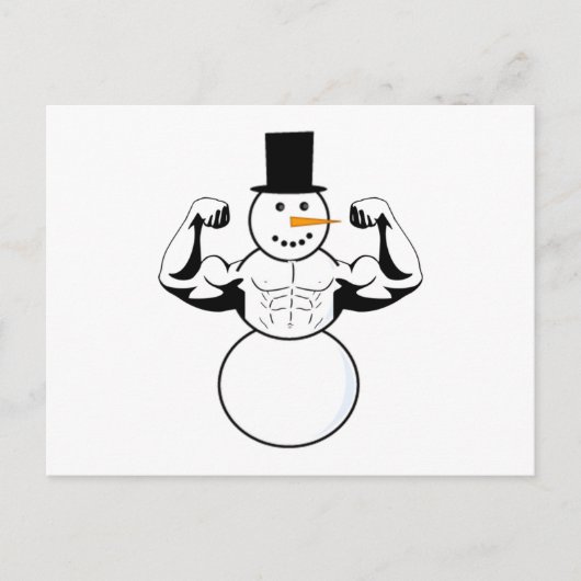 Snowman Christmas Card Bodybuilder Fitness Postkarte (Vorderseite)