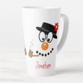 Snowman Christmas Cartoon Name Milchtasse (Rechte Ecke)