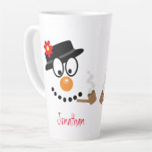 Snowman Christmas Cartoon Name Milchtasse (Linke Ecke)