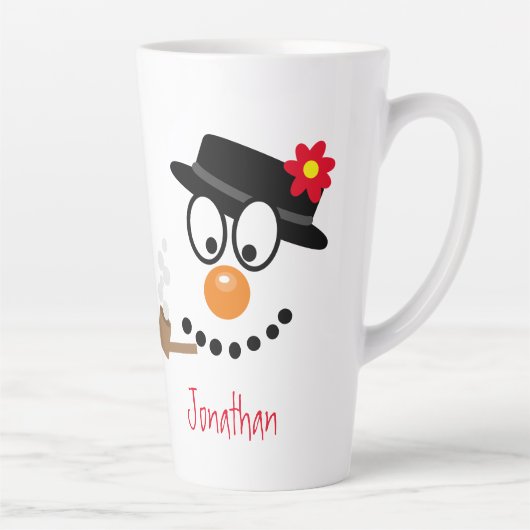 Snowman Christmas Cartoon Name Milchtasse (Rechts)