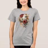 Snowman Christmas Checkered Board Retro Tri-Blend Shirt (Vorderseite)