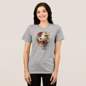 Snowman Christmas Checkered Board Retro Tri-Blend Shirt (Vorderseite voll)