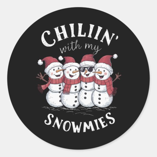 Snowman Christmas Chillin mit meinen Snowmies-Gesc Runder Aufkleber (Vorderseite)