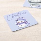 Snowman Christmas Coaster Rechteckiger Pappuntersetzer (angewinkelt)