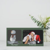 Snowman Christmas Custom Foto Card Feiertagskarte (Stehend Vorderseite)