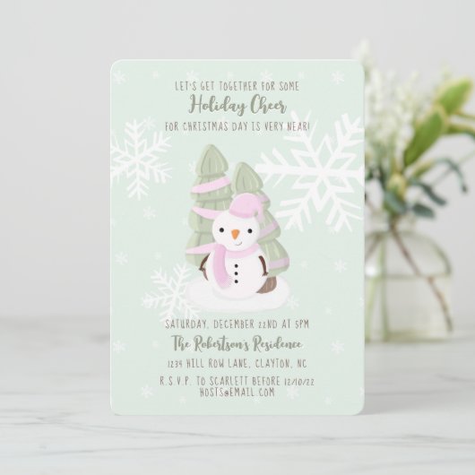 Snowman Christmas Einladung (Stehend Vorderseite)