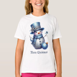 Snowman Christmas Elegante Winter Holidays Girls T-Shirt