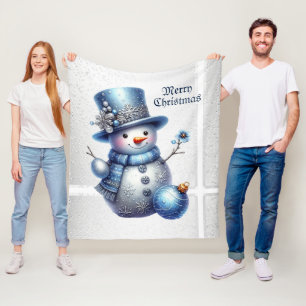 Snowman Christmas Elegante Winterferien Fleecedecke
