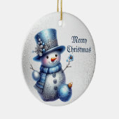 Snowman Christmas Elegante Winterferien Keramik Ornament (Rechts)