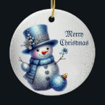 Snowman Christmas Elegante Winterferien Keramik Ornament<br><div class="desc">Snowman Weihnachten Eleganter Winterurlaub Keramik Ornament. Einzigartiges,  schönes,  stilvolles Design. Leicht personalisiert zu sein. Schriftart Stil,  Größe und Farben können geändert werden. Matching-Elemente sind verfügbar.</div>