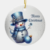 Snowman Christmas Elegante Winterferien Keramik Ornament (Vorne)