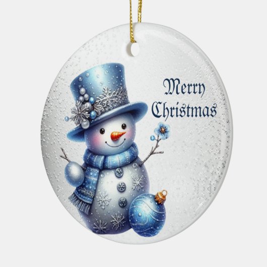 Snowman Christmas Elegante Winterferien Keramik Ornament (Links)