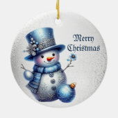 Snowman Christmas Elegante Winterferien Keramik Ornament (Hinten)