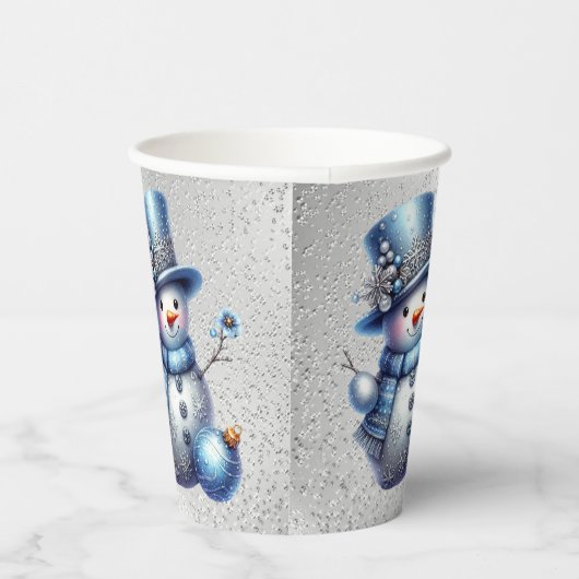 Snowman Christmas Elegante Winterferien Pappbecher (Rechts)