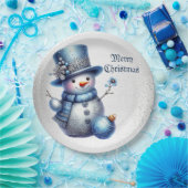 Snowman Christmas Elegante Winterferien Pappteller (Party)