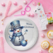 Snowman Christmas Elegante Winterferien Pappteller (Party)
