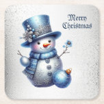 Snowman Christmas Elegante Winterferien Rechteckiger Pappuntersetzer<br><div class="desc">Snowman Weihnachten Eleganter Winter Holidays Square Paper Untersetzer. Einzigartiges,  schönes,  stilvolles Design. Leicht personalisiert zu sein. Schriftart Stil,  Größe und Farben können geändert werden. Matching-Elemente verfügbar.</div>