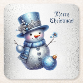 Snowman Christmas Elegante Winterferien Rechteckiger Pappuntersetzer