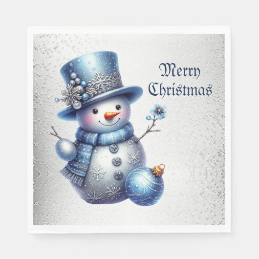 Snowman Christmas Elegante Winterferien Serviette (Vorderseite)