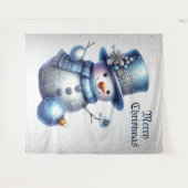 Snowman Christmas Elegante Winterferien Wandteppich (Vorderseite (Horizontal))