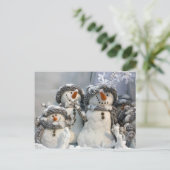 Snowman Christmas Feiertagspostkarte (Stehend Vorderseite)