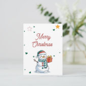 Snowman Christmas Feiertagspostkarte (Stehend Vorderseite)