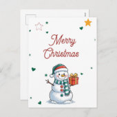 Snowman Christmas Feiertagspostkarte (Vorne/Hinten)