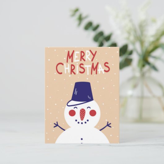 Snowman Christmas Gruß Feiertagskarte (Stehend Vorderseite)