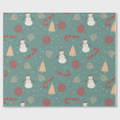 Snowman & Christmas Icons Pattern- Playful Holiday Geschenkpapier (Flach)