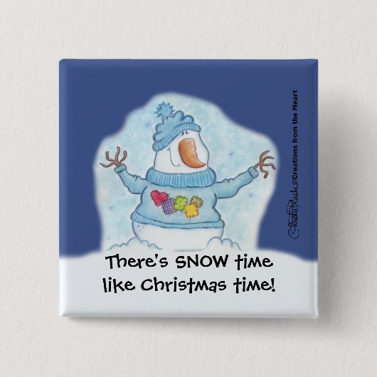 Snowman Christmas ist "Schnee" Nah Button (Vorderseite)