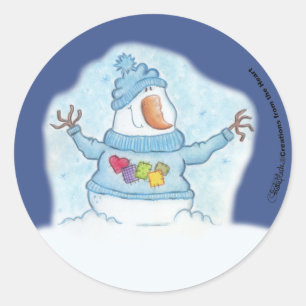 Snowman Christmas ist "Schnee" Nah Runder Aufkleber