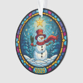 Snowman Christmas Ornament 2025 – Stained Glass (Vorderseite)
