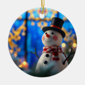 Snowman Christmas Ornament Faux Stained Glass (Vorne)