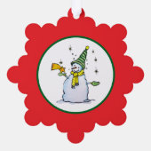 snowman christmas ornament with broom and stars karte (Rückseite)