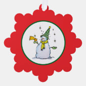 snowman christmas ornament with broom and stars karte (Vorderseite)