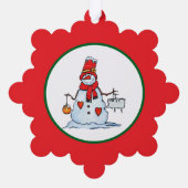 snowman christmas ornament with hearts and icicles karte (Rückseite)