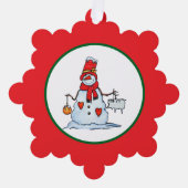 snowman christmas ornament with hearts and icicles karte (Vorderseite)