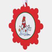 snowman christmas ornament with hearts and icicles karte (Linke Ecke)