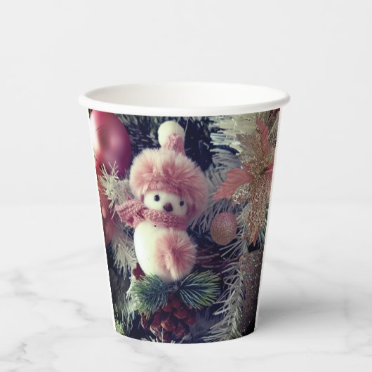 Snowman Christmas Paper Cup – Festive Winter Drink Pappbecher (Vorderseite)