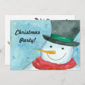 Snowman Christmas Party Einladung Wasserfarben Kun (Vorne/Hinten)