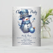Snowman Christmas Party Elegante Winterferien Einladung (Stehend Vorderseite)