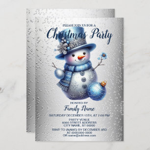 Snowman Christmas Party Elegante Winterferien Einladung