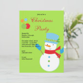 Snowman Christmas Party Holiday Invite Einladung (Stehend Vorderseite)