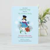 Snowman Christmas Party Invite Einladung (Stehend Vorderseite)