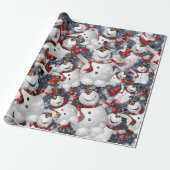Snowman Christmas Pattern Geschenkpapier (Ungerollt)