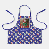 Snowman Christmas Pattern Navy Blue Boys Foto Schürze (Vorderseite)