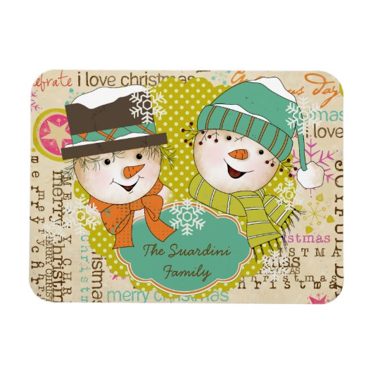 Snowman Christmas Personalisiert Flexi Magnet (Horizontal)